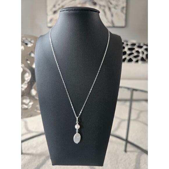 Aleure Preciosa Sterling Silver Pearl Pendent Necklace New - Picture 1 of 5